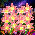 Solar Lights Outdoor, Gift for Women Mom Grandma Wife Daughter, 4 Pack 16 Solar Pink Lily Flower Lights, Solar Flower Lights Waterproof, Outside Decor Stake Light for Landscape Yard Patio Lawn Garden by stadeco