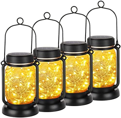 Mlambert 4 Pack Solar Hanging Mason Jar Lights with Stakes Bundle with 1 Pack Solar Mason Jar Lights Lid (No Jars) - Image 2