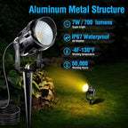 Low Voltage Landscape Lighting with Connectors AC/DC 12-24V IP67 Waterproof 3000K Warm White Outdoor Spotlights for Yard Pathway Garden Trees (6PCS, 7W) - Image 2