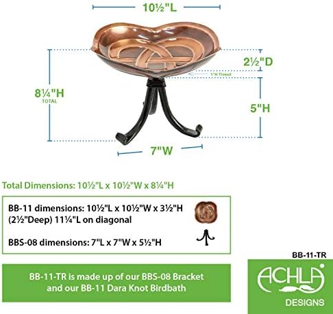 Achla Designs Dara Knot Copper Birdbath with Tripod Stand - Image 2