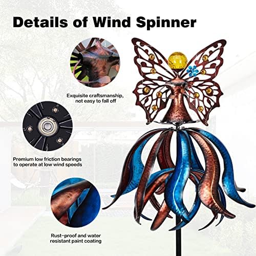 Kircust Extra-Large Tulip Solar Wind Spinner for Outdoor - Image 5