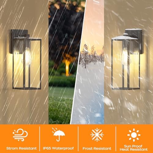 WIHTU 16in Outdoor Light Fixture Wall Mount, Exterior Porch fixtures 1 Pack - Image 2