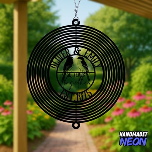 Personalized 50th Wedding Anniversary Lovebirds Metal Outdoor Wind Spinner Lovebirds Hanging Sign Custom Couple Name Spinner Sign Parents Gifts - Image 3