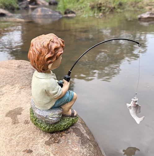coolboy Garden Pond Boy Fishing Outdoor Statue,Yard Koi Pond Decorations - Image 4