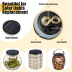 Retisee 12 Pack 3.15 Inch Warm Solar Replacement Tops with 30 LEDs, Waterproof Silicone Lid, Fairy String Lights for Outdoor Garden Lanterns & DIY Decor - Image 3