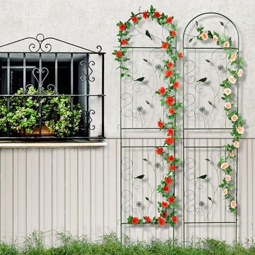 86.5" x 19.7" Metal Garden Trellis Outdoor for Climbing Plants, Black - Image 6
