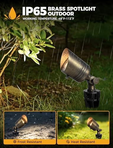 COLOER 5W 12V Brass Outdoor Landscape Spot Light with Bulb(1Pack) - Image 5