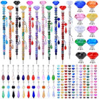 AIPRIDY DIY Crystal Beaded Fairy Wand Garden Stakes Kit, Colorful Decorative Wands with Assembly Guide, 12 or 10 Inch Threaded Rods,Outdoor Garden Decoration Set (423, Rainbow+Diamond Top) by AIPRIDY