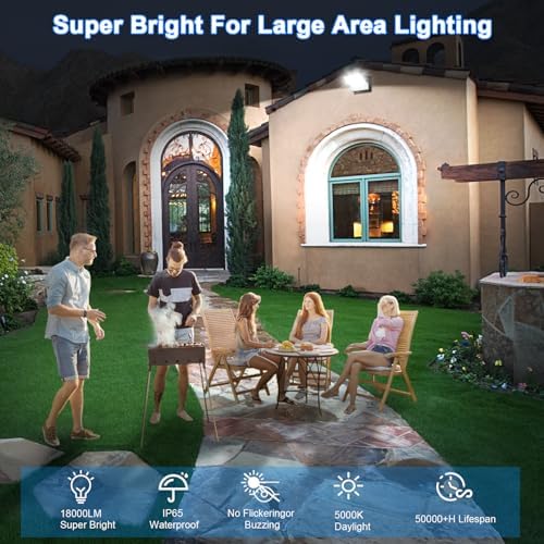 ledmo 150W LED 360° Rotatable Flood Lights, Outdoor Adjustable Head Exterior Lighting Fixture, 5000K Waterporof Commercial Security Wall Pack for Yard, Garage, Barn, House, 4 Pack - Image 4