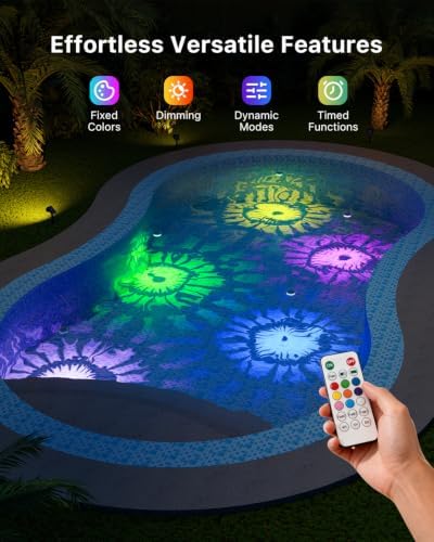 4-Pack RGB Solar Floating Pool Lights with Remote, Waterproof - Image 3