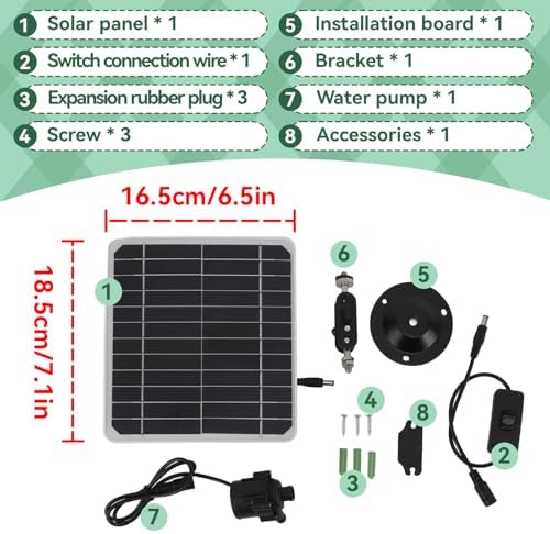 Sola Water Pump Kit with Battery Backup, 800L/H Solar Powered Fountain Pump for Bird Bath, Fish Tank, Small Pond & Garden Irrigation Outdoor Water Feature Kit with Adjustable Flow Switch - Image 2