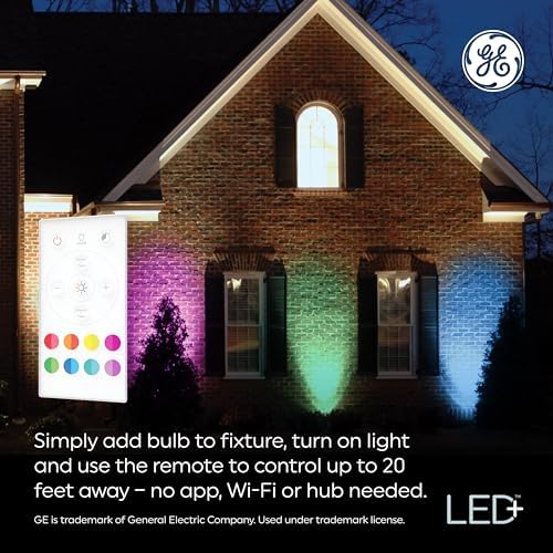 GE LED+ Color Changing PAR38 Outdoor LED Light Bulbs with Remote, 15 Watts, Outdoor Rated Floodlight (3 Pack) - Image 3