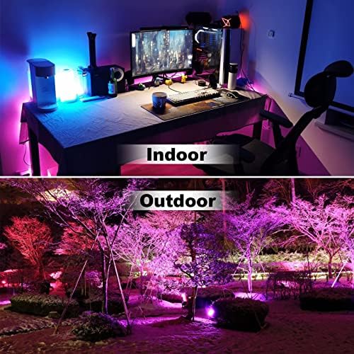LED Flood Light Outdoor 500W Equivalent Color Changing Landscape Lighting, 24H Timing+120 Colors Strobe+2700K Warm White+DIY Flash, IP66 Waterproof Up Stage House RGB Led Light Indoor US 3-Plug 6Pack - Image 5