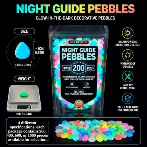 Rainbow Glow in The Dark Pebbles, Luminous Resin Stones for Outdoor Garden Walkway, Aquarium Decor, Fish Tank, Landscape Lighting, Waterproof & Non-Toxic – Long Lasting Glow Up to 5 Hours (1000pcs) - Image 6