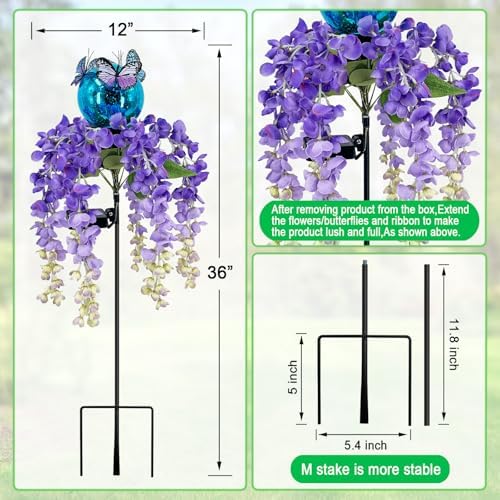 Wisteria Flower Solar Garden Stakes Pathway Lights,Yard Decorations Outdoor - Image 7