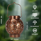 Edenseelake 2 Pack Solar Hanging Lanterns Outdoor Waterproof Flower Lights, Metal Decorative LED Lantern for Garden, Patio, Porch, Yard, Lawn, Bronze - Image 2