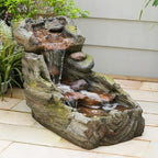 32.5" L Garden Outdoor Water Fountain, Floor Standing Cascading Realistic Tree Trunk Natural Waterfall Outdoor Fountains with LED Lights for Patio, Porch, Home Art Decor - Image 7