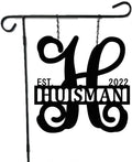 PK Décor Personalized Garden Flag for Outside - Decorative Welcome Last Name Personalized Metal ACM Yard Sign - 14 inch - Customized All Seasons Family Established Garden Flag Stand Option by PKDecor