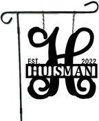 PK Décor Personalized Garden Flag for Outside - Decorative Welcome Last Name Personalized Metal ACM Yard Sign - 14 inch - Customized All Seasons Family Established Garden Flag Stand Option by PKDecor