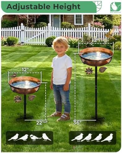 12" Metal Bird Bath for Outside, 3" Deep Bowl with 5-Prong Stake - Image 6