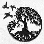 WINUSD Metal Tree of Life Wall Art, 4PCS Tree of Life and and Birds of Peace Wall Plaque Decorative for Garden Art Hanging Sculpture Family Indoor Decoration(18In Tree and 3Pcs Birds) by WINUSDAstronautDecor-US