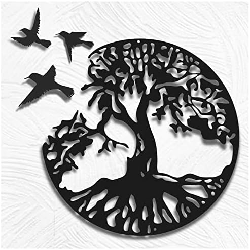 WINUSD Metal Tree of Life Wall Art, 4PCS Tree of Life and and Birds of Peace Wall Plaque Decorative for Garden Art Hanging Sculpture Family Indoor Decoration(18In Tree and 3Pcs Birds) by WINUSDAstronautDecor-US