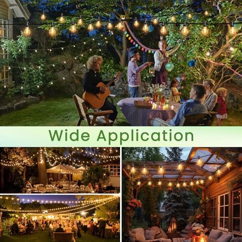 Outdoor String Lights 400FT(4x100) Patio Lights with 212 (12 Spare) Shatterproof Bulbs, String Lights for outside Waterproof hanging for Party,Wedding,Yard, Porch, Bistro, 2200K, Black cord - Image 6