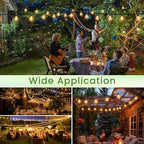 Outdoor String Lights 400FT(4x100) Patio Lights with 212 (12 Spare) Shatterproof Bulbs, String Lights for outside Waterproof hanging for Party,Wedding,Yard, Porch, Bistro, 2200K, Black cord - Image 6