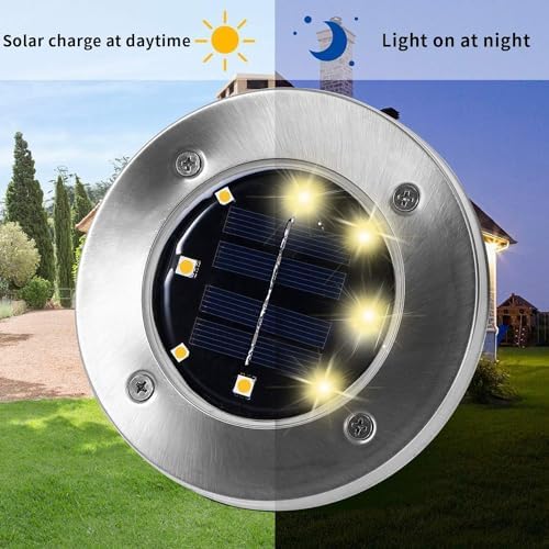 INCX Solar Lights Outdoor Waterproof, Warm White, 12 Pack Ground Lights - Image 4