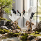LOGOFUN 2PCS Red Crowned Crane Craft Set with Rock Base for Aquarium - Image 3