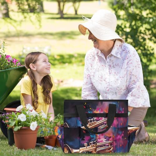 Trumpet Garden Tool Bag Organizer Heavy Duty Music Theme Gardening Tote Bag with 10 Pockets for Women Men Gardening Gifts - Image 6