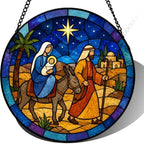 9.84 Inch Nativity Stained Glass Suncatcher Holy Family Window Hanging for Christmas Home Decor Religious Gift for Mom Grandma Unique Wall Art for Religious Occasions by Unknown