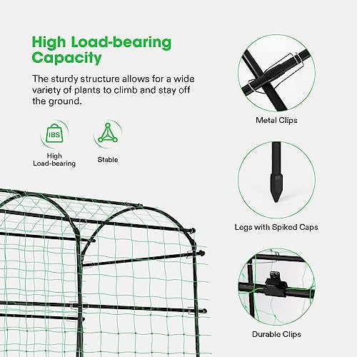 VIVOSUN 7Ft. Arch Trellis for Climbing Plants, 7 x 6 x 7ft Tall Metal Tunnel Trellis, Lightweight Metal Plant Support Archway with Nylon Netting for Climbing Vine, Vegetables, Fruits, Flowers, Black - Image 4