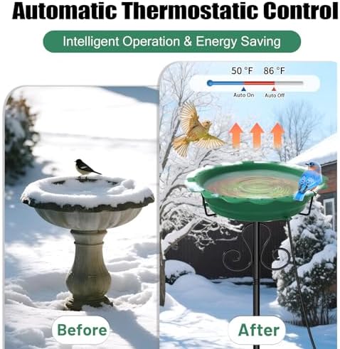 Heated Bird Baths for Outdoors, 100W Heated Birdbath Outside Winter, Green - Image 3
