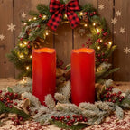 Homemory 4"x10" Burgundy Flameless Candles, Red Candles, Outdoor Waterproof Flameless Candles with Remote and Timers, Battery Operated LED Pillar Candles, Christmas Decor, Won't Melt Plastic, Set of 2 - Image 6