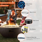 VEVOR Propane Fire Pit, Outdoor Concrete Gas Fire Pit, 39 in Tabletop with Lava Rocks, Lid,Rain Cover,Adjust Flame Height Camping Firepit for Heating, Lighting, 50000 BTU - Image 6