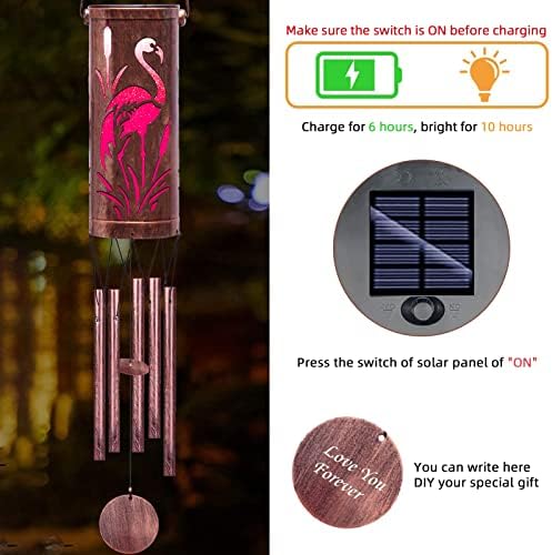 FSVGYY Solar Flamingo Wind Chime 30 Inch Metal Outdoor Hanging Light - Image 3