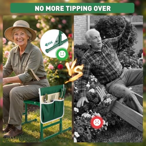 Garden Kneeler and Seat for Seniors – Heavy Duty Anti-Tip Gardening Stool - Image 3