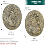 Sungmor Gold Cast Iron Wall Decor,Oval-shaped Classical Lady Relief Plaque - Image 3