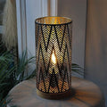 JHY DESIGN Metal Lamp Battery Powered 11''H Accent Cordless Decor Battery Lamp with 6-Hours Timer for Weddings Party Patio Garden Indoor Outdoor Table Balcony Christmas Decorations (with Wooden Base) by JHYDESIGN
