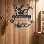 Personalized Deer Hunter Metal Wall Mount & Bow Rack, Custom Deer Hunting Gifts,Outdoor Hunting Decor, Cabin Wall Art, Hunting Room Decor, Lodge Wall Decor, Deer Hunting Accessories with Bow and Rifle Design - Image 3