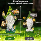 Lovinland Garden Gnome Statue Outdoor Decor Large Flocked Resin Gnome Figurine with Solar Light Holding Lantern Welcome Sign Garden Yard Decorations Dwarf Sculpture for Outside Patio Porch Lawn Decor - Image 2
