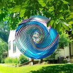 FONMY Mandala Wind Spinner w/Crystal Ball 3D Stainless Steel Hanging Wind Spinner Worth Gift Christmas Decoration Indoor/Outdoor Garden Décor Kinetic Yard Art 12 Inches Multi Blue Wind Sculpture - Image 4