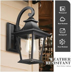 Emliviar Outdoor Porch Light, Modern Outside Wall Light Fixture for House Garage, Clear Glass in Black Finish, 12" Height, XE219B BK - Image 4