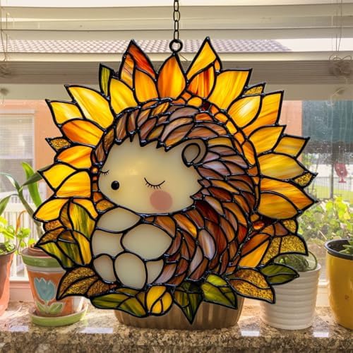 Cute Sleeping Hedgehog Acrylic Suncatcher - Image 4