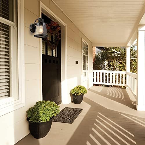 Globe Electric 44127 Charlie 1-Light Outdoor Indoor Wall Sconce, LED Bulb Included, Oil Rubbed Bronze, Clear Seeded Glass Shade, 500 Lumen - Image 2