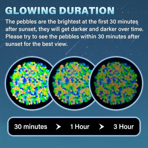 PoYang 2000pcs Glow in The Dark Rocks Outdoor Decor, Multicolor, 2.4lbs/Bag - Image 5