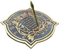 ARTIZANSTORE 10 Inch Brass Sundial | Verdigris Finish | Floral Theme | Outdoor Garden Decor | Analog Display | Battery Powered | Wall Mount | Large Round Design for Home & Office by AS