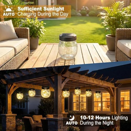 4 Pack Small Solar Lanterns Outdoor Waterproof, Cracked Glass Hanging Globe Lights for Backyard Patio Garden Pathway Balcony and Table Decor, Warm White- Gifts for Women Mom Homeowners - Image 3