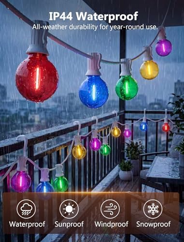 LED Outdoor String Lights Plug in, 25FT 27 G40 Shatterproof Multicolor Bulb - Image 4